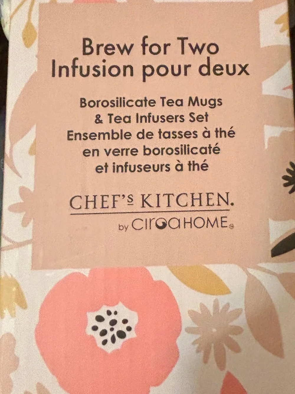 Ciroa Rose Gold Tea Infuser and Clear Borosilicate Glass Mug Set NIB